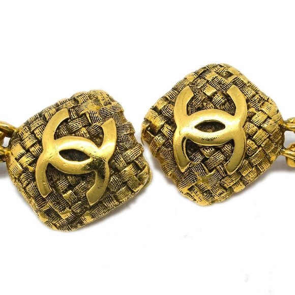 Chanel Hoop Dangle Earrings Clip-On Gold 29/2881 - Picture 3 of 4
